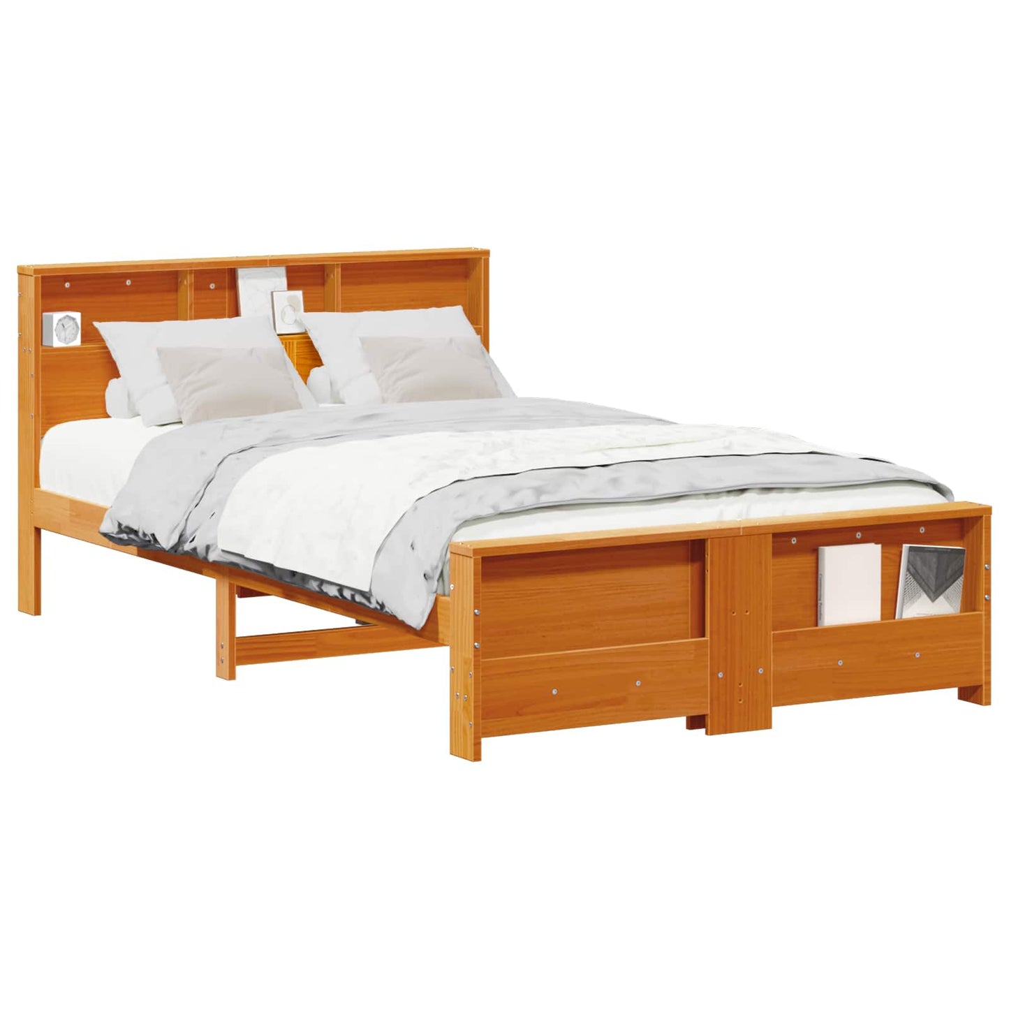 vidaXL Σκελετός Κρεβατιού Κερωτό καφέ 140 x 190 cm Επεξεργασμένο ξύλο