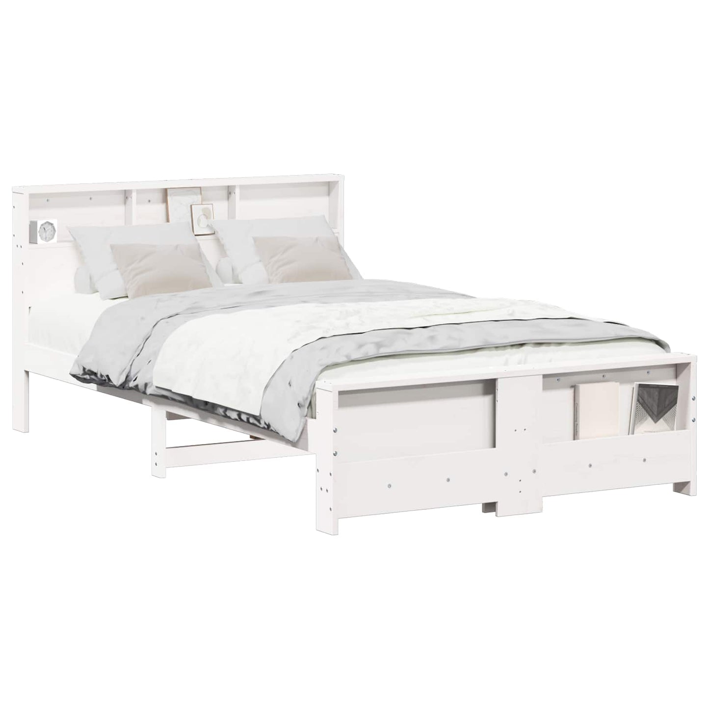 vidaXL Σκελετός Κρεβατιού Λευκό 135 x 190 cm Επεξεργασμένο ξύλο