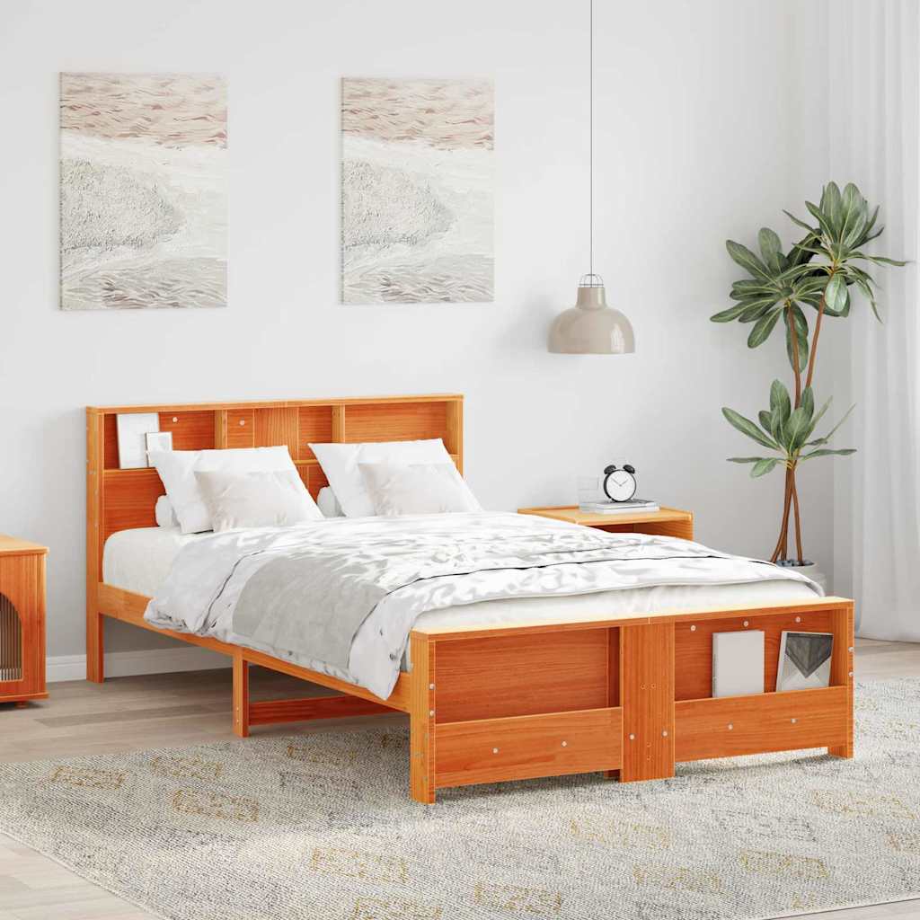 vidaXL Σκελετός Κρεβατιού Κερωτό καφέ 120 x 190 cm Επεξεργασμένο ξύλο