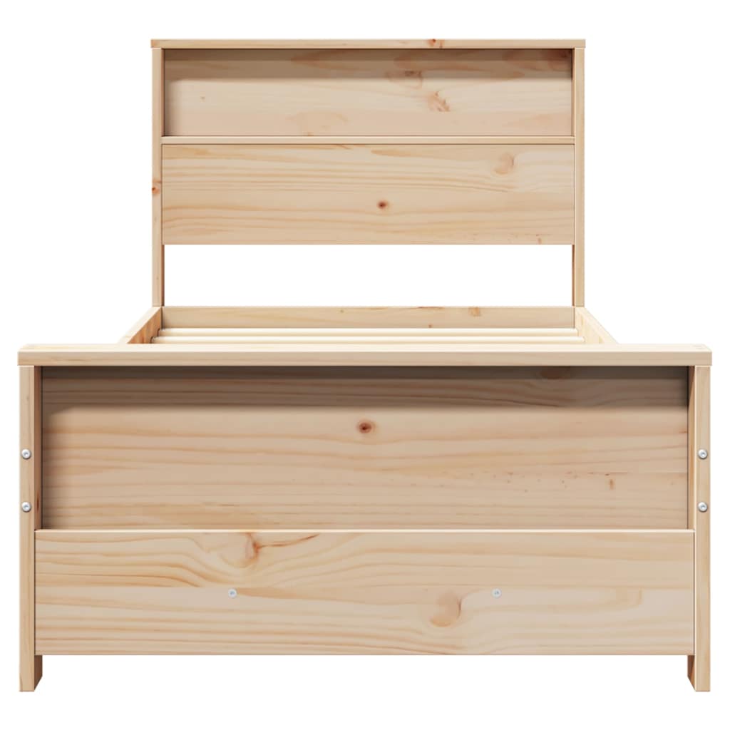 vidaXL Σκελετός Κρεβατιού Καφέ 75 x 190 cm Μασίφ ξύλο πεύκου