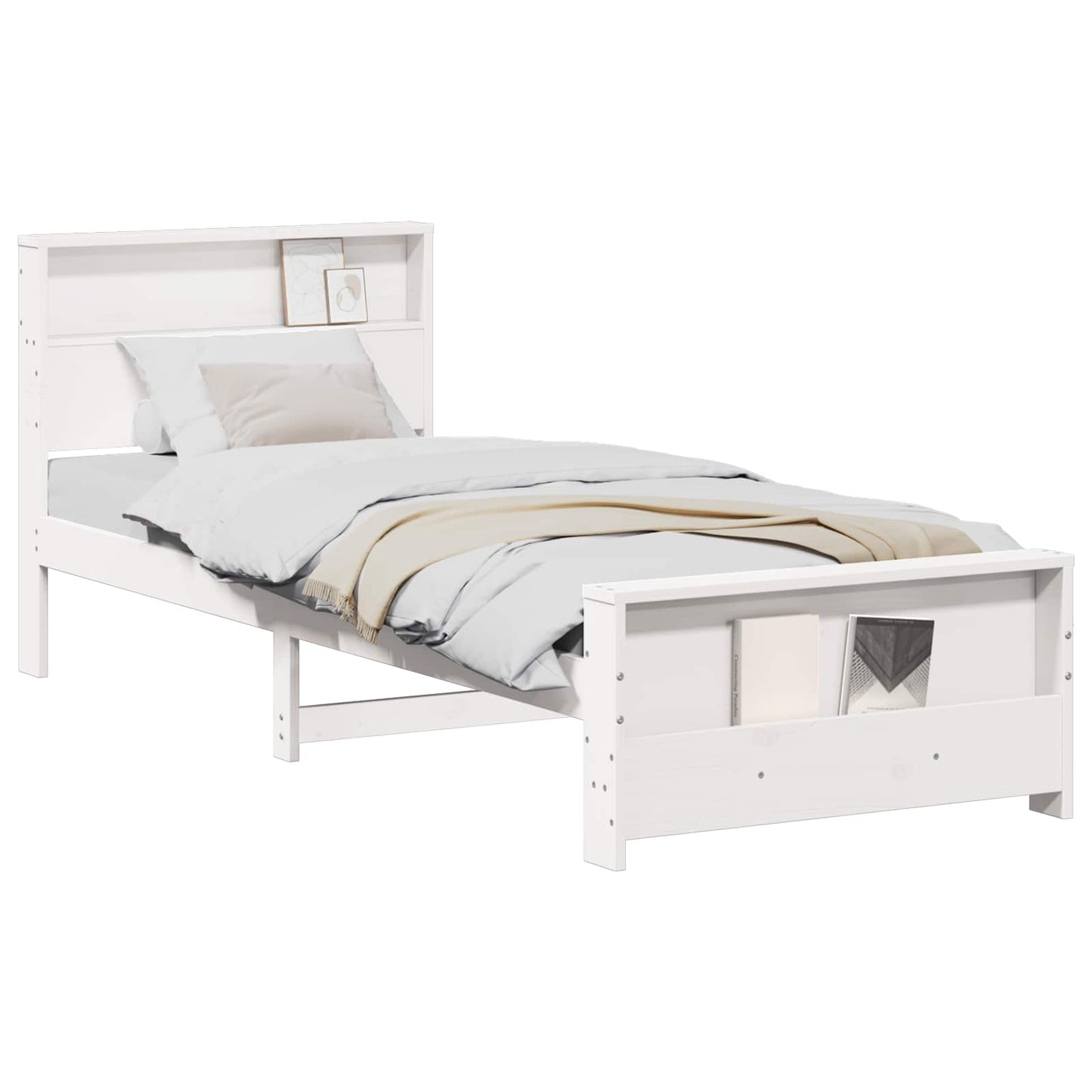 vidaXL Σκελετός Κρεβατιού Λευκό 75 x 190 cm Επεξεργασμένο ξύλο