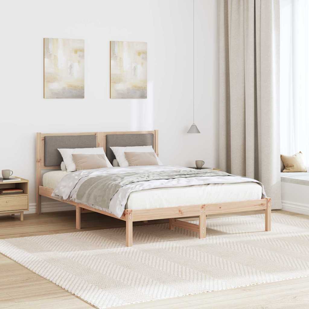 vidaXL Σκελετός Κρεβατιού Taupe 135 x 190 cm Στερεά ξυλεία πεύκου