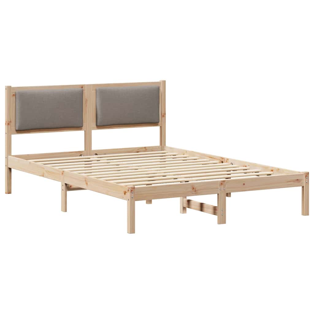 vidaXL Σκελετός Κρεβατιού Taupe 135 x 190 cm Στερεά ξυλεία πεύκου