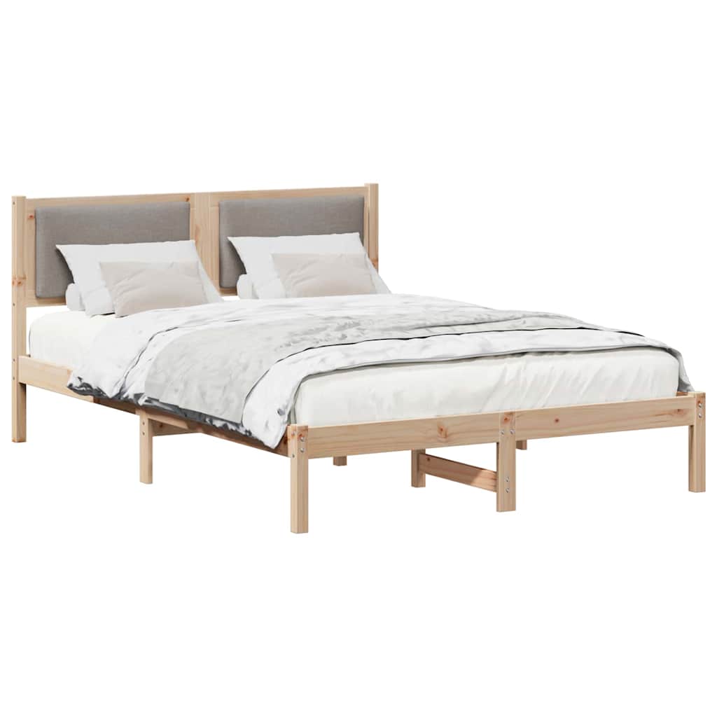 vidaXL Σκελετός Κρεβατιού Taupe 135 x 190 cm Στερεά ξυλεία πεύκου