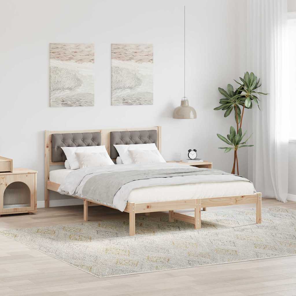 vidaXL Σκελετός Κρεβατιού Taupe 140 x 190 cm Στερεά ξυλεία πεύκου