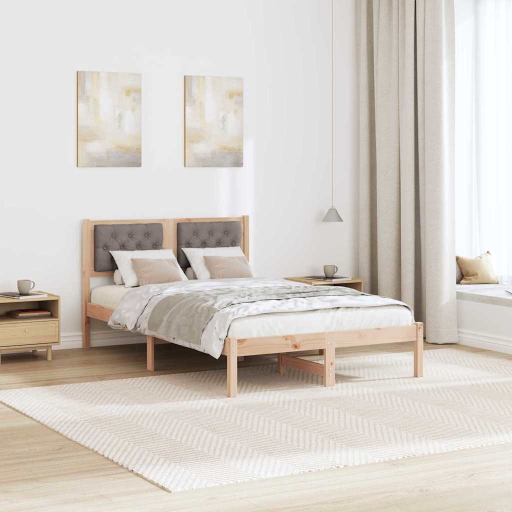 vidaXL Σκελετός Κρεβατιού Taupe 135 x 190 cm Στερεά ξυλεία πεύκου