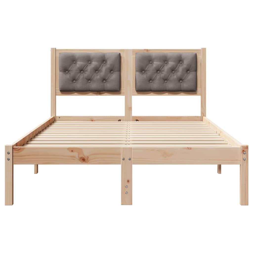 vidaXL Σκελετός Κρεβατιού Taupe 135 x 190 cm Στερεά ξυλεία πεύκου