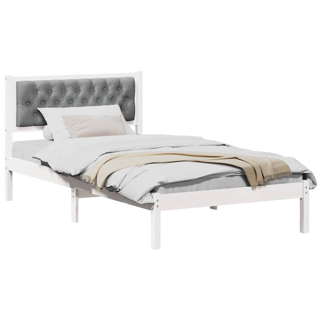 vidaXL Σκελετός Κρεβατιού με κεφαλάρι Ανοιχτό γκρι 100 x 200 cm