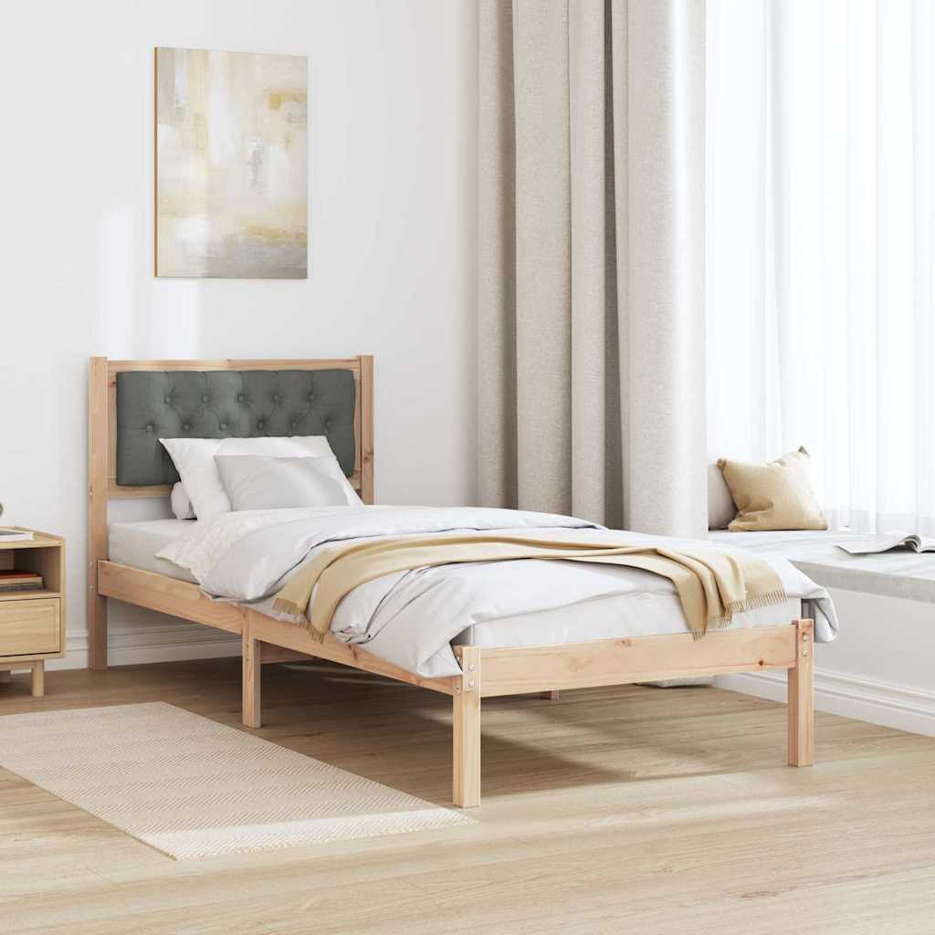 vidaXL Σκελετός Κρεβατιού Σκούρο Γκρι 90 x 200 cm Στερεά ξυλεία πεύκου