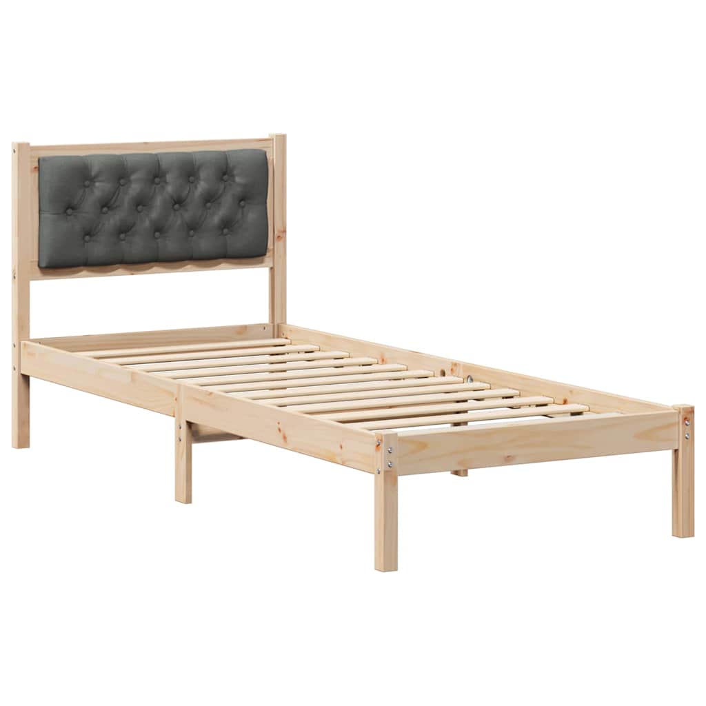 vidaXL Σκελετός Κρεβατιού Σκούρο Γκρι 90 x 200 cm Στερεά ξυλεία πεύκου