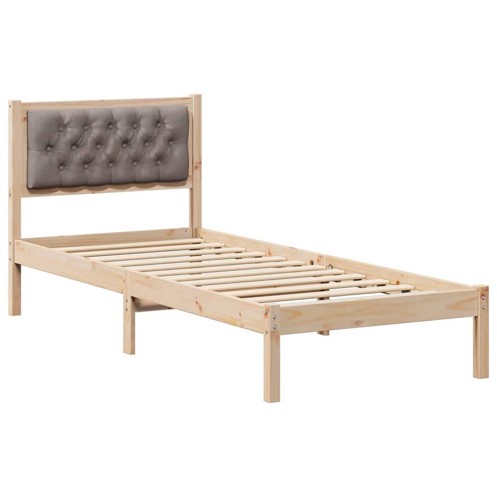 vidaXL Σκελετός Κρεβατιού Taupe 90 x 190 cm Στερεά ξυλεία πεύκου