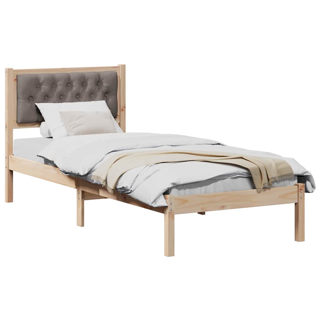 vidaXL Σκελετός Κρεβατιού Taupe 90 x 190 cm Στερεά ξυλεία πεύκου