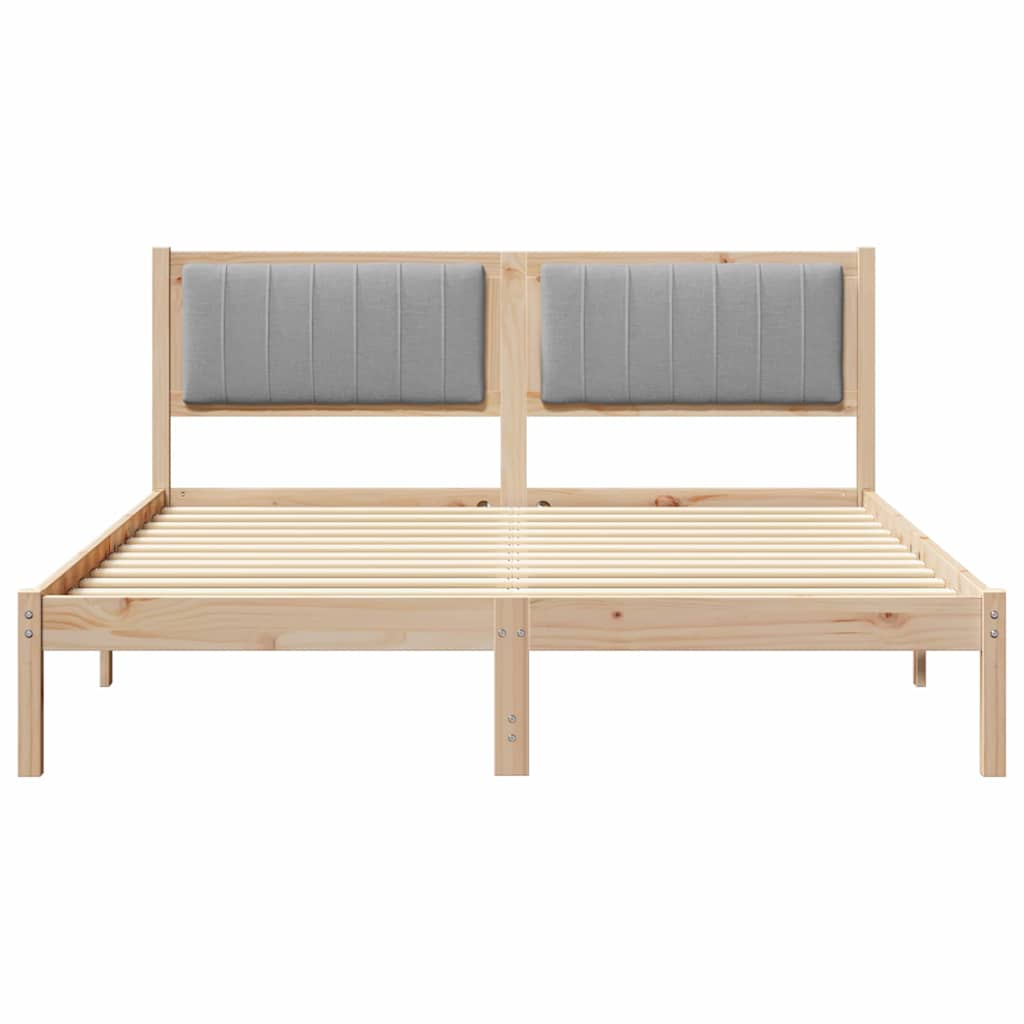 vidaXL Σκελετός Κρεβατιού με Επενδεδυμένο Κεφαλάρι Ανοιχτό γκρι