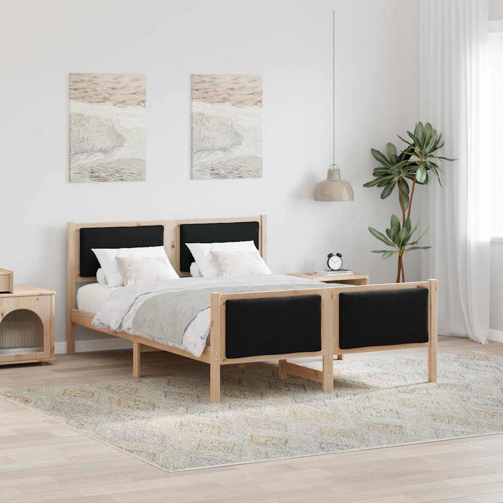 vidaXL Σκελετός Κρεβατιού με κεφαλάρι Μαύρο 135 x 190 cm ύφασμα