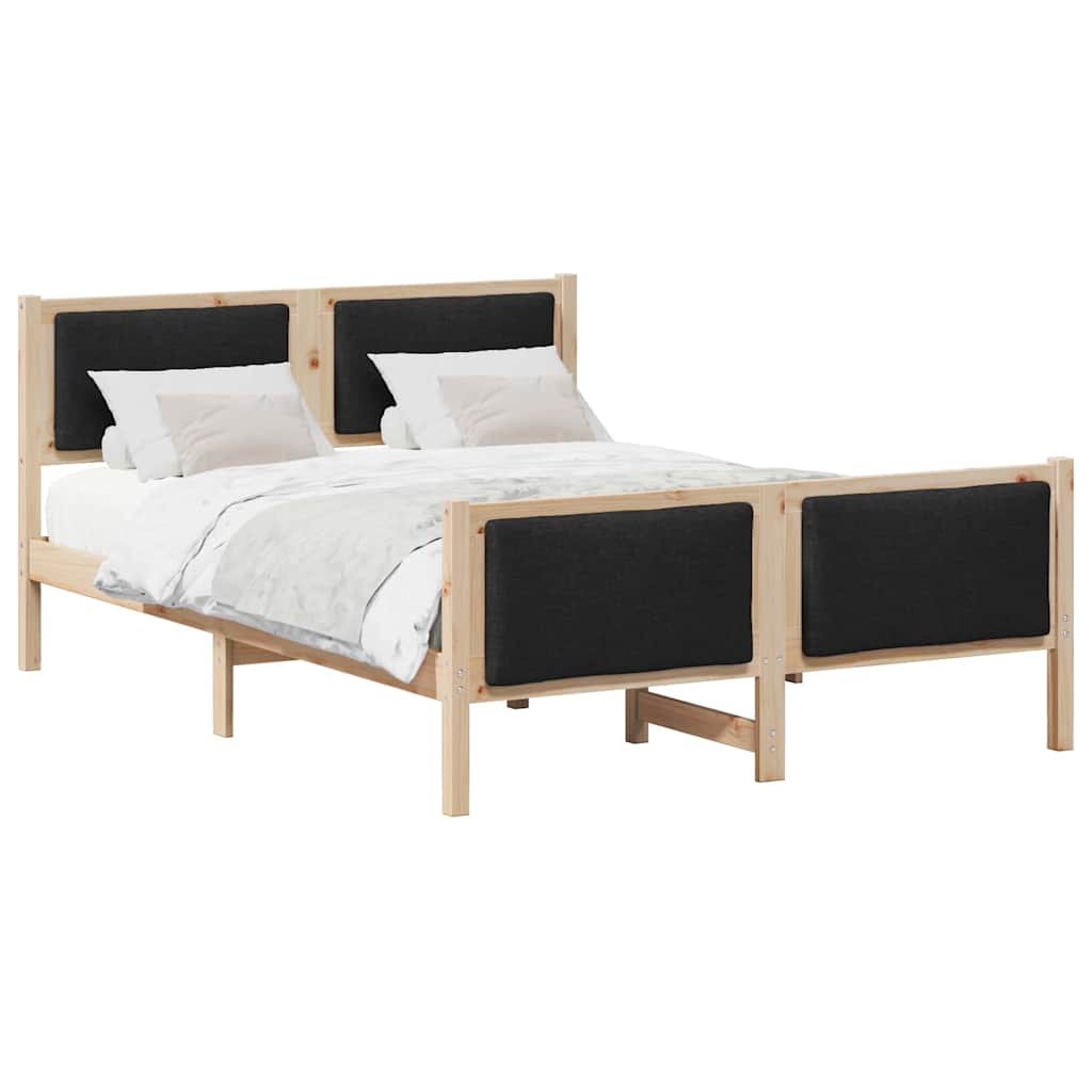 vidaXL Σκελετός Κρεβατιού με κεφαλάρι Μαύρο 135 x 190 cm ύφασμα
