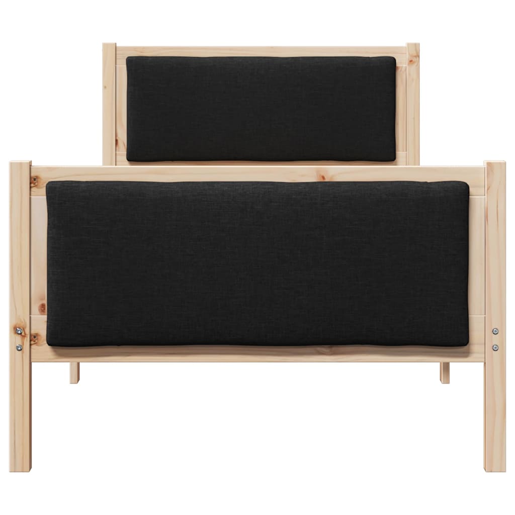 vidaXL Σκελετός Κρεβατιού με κεφαλάρι Μαύρο 100 x 200 cm ύφασμα