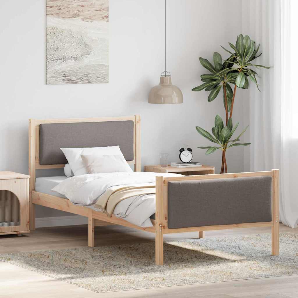 vidaXL Σκελετός Κρεβατιού με κεφαλάρι Taupe 90 x 200 cm ύφασμα