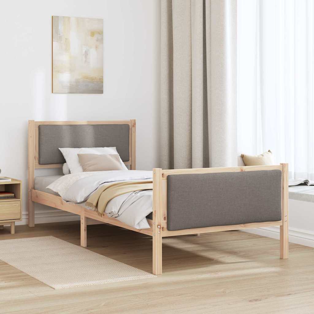 vidaXL Σκελετός Κρεβατιού με κεφαλάρι Taupe 90 x 200 cm ύφασμα