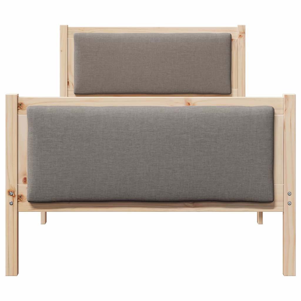 vidaXL Σκελετός Κρεβατιού με κεφαλάρι Taupe 90 x 200 cm ύφασμα