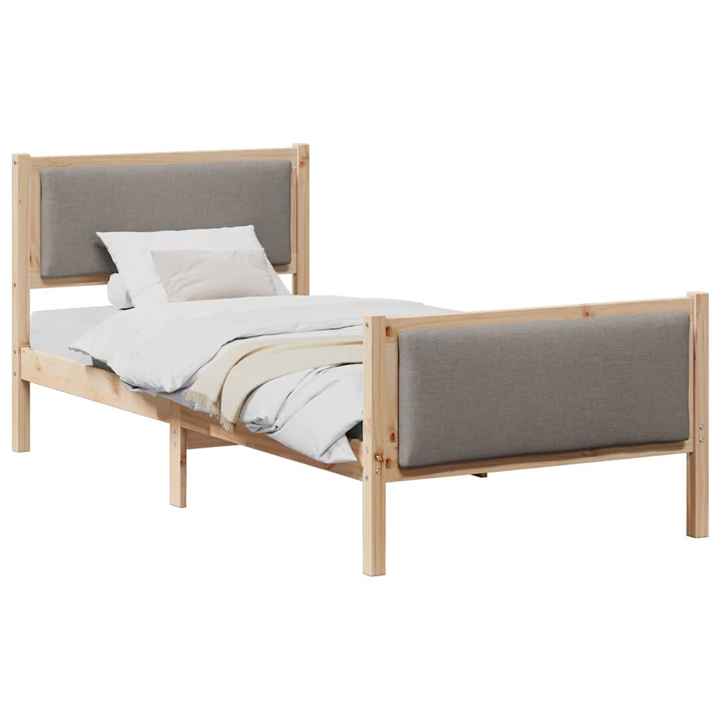 vidaXL Σκελετός Κρεβατιού με κεφαλάρι Taupe 90 x 200 cm ύφασμα
