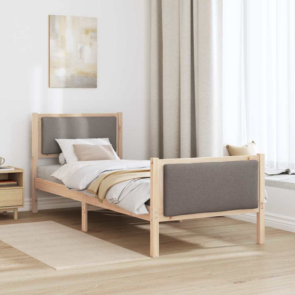vidaXL Σκελετός Κρεβατιού με κεφαλάρι Taupe 80 x 200 cm ύφασμα