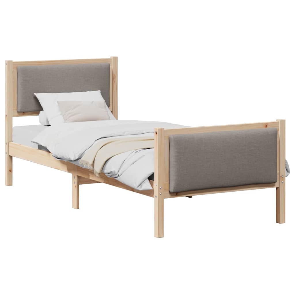 vidaXL Σκελετός Κρεβατιού με κεφαλάρι Taupe 75 x 190 cm ύφασμα