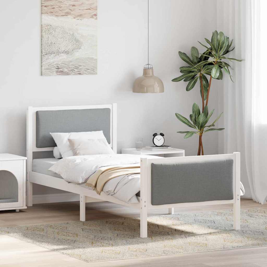 vidaXL Σκελετός Κρεβατιού με κεφαλάρι Ανοιχτό γκρι 75 x 190 cm ύφασμα