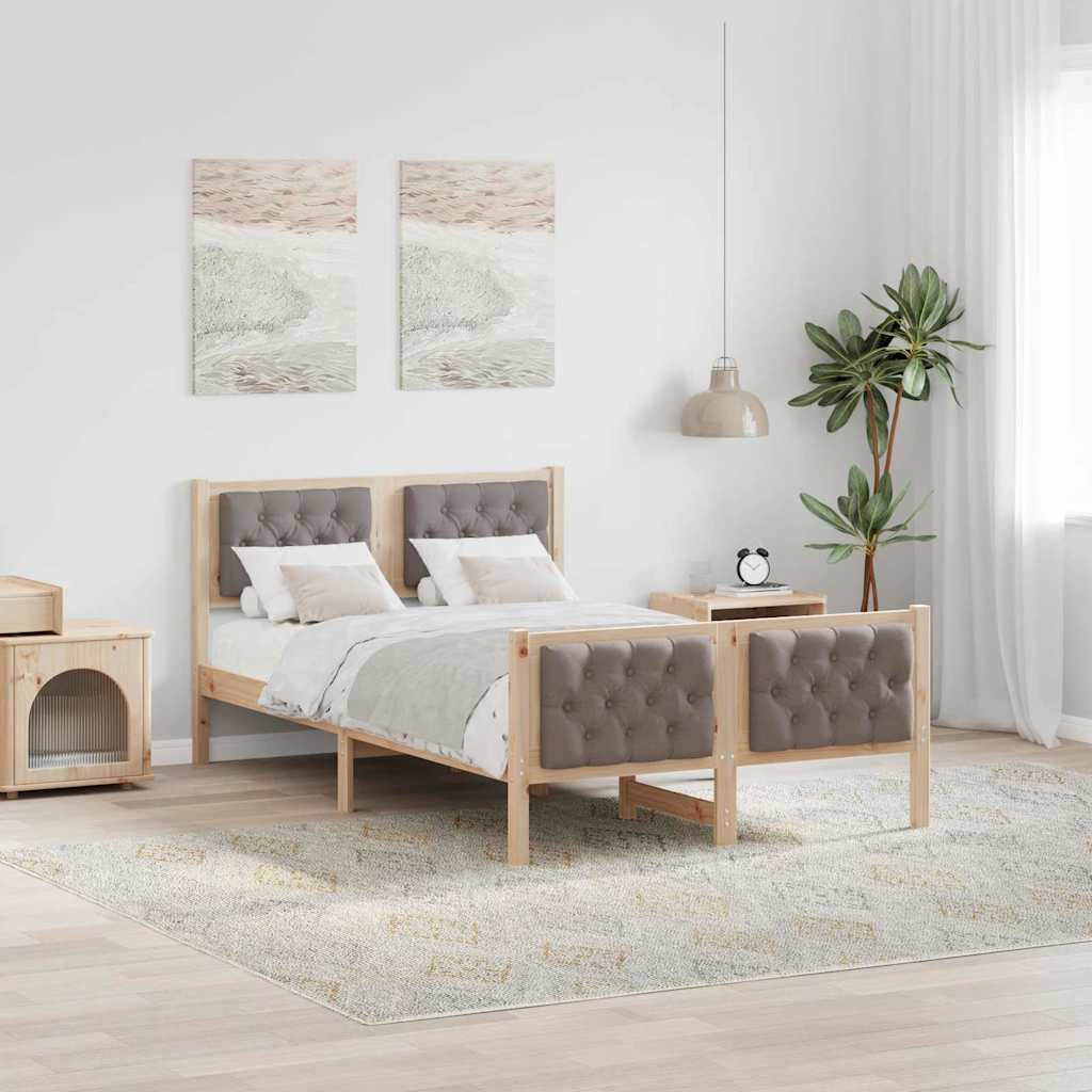 vidaXL Σκελετός Κρεβατιού Taupe 120 x 190 cm Στερεά ξυλεία πεύκου