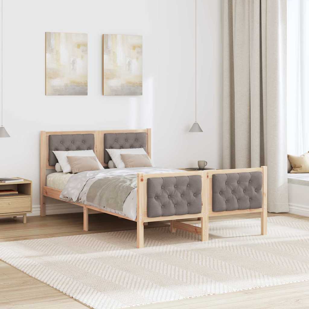 vidaXL Σκελετός Κρεβατιού Taupe 120 x 190 cm Στερεά ξυλεία πεύκου