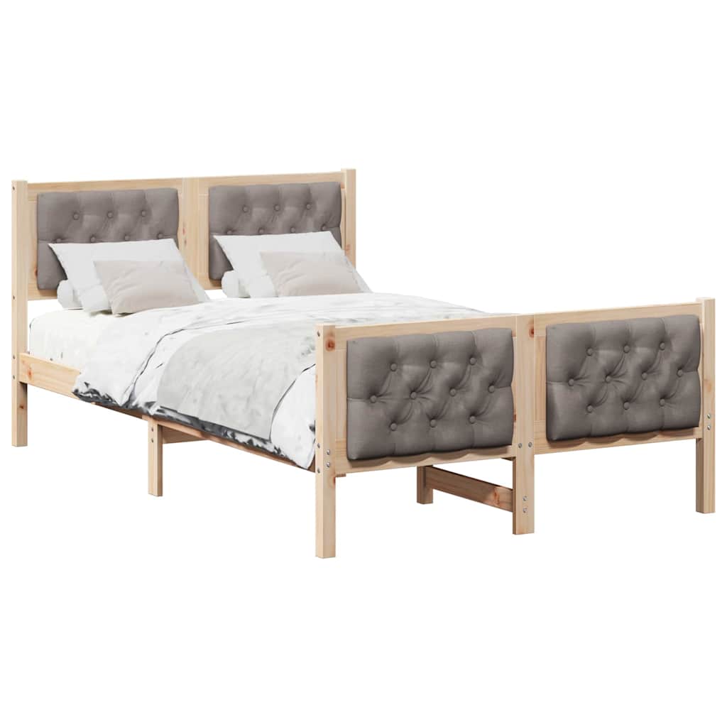 vidaXL Σκελετός Κρεβατιού Taupe 120 x 190 cm Στερεά ξυλεία πεύκου