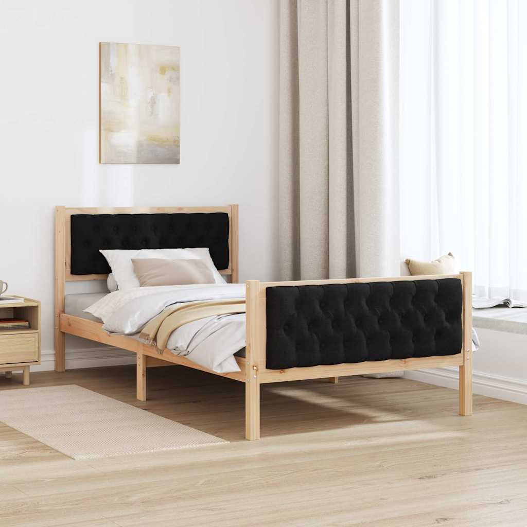 vidaXL Σκελετός Κρεβατιού Μαύρο 100 x 200 cm Στερεά ξυλεία πεύκου