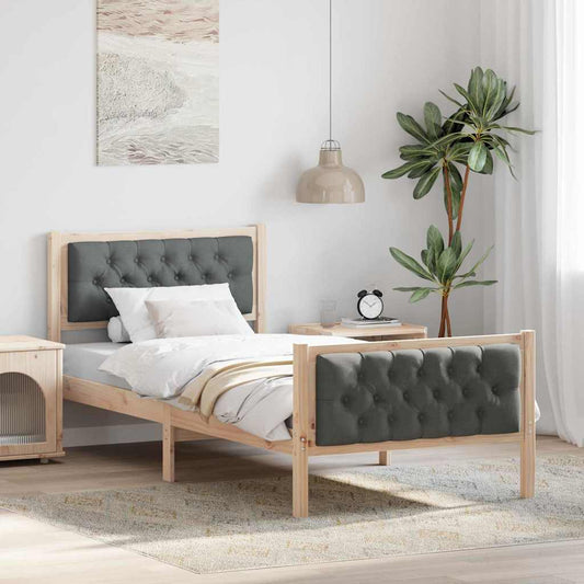vidaXL Σκελετός Κρεβατιού Σκούρο Γκρι 90 x 200 cm Στερεά ξυλεία πεύκου