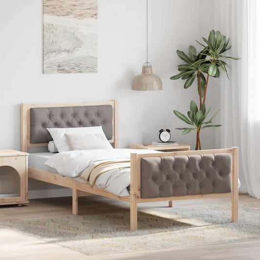 vidaXL Σκελετός Κρεβατιού Taupe 90 x 200 cm Στερεά ξυλεία πεύκου