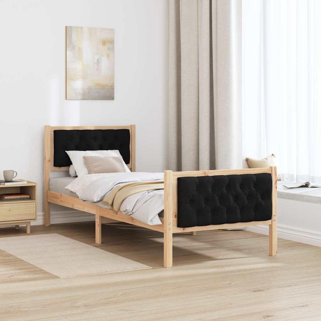 vidaXL Σκελετός Κρεβατιού Μαύρο 80 x 200 cm Στερεά ξυλεία πεύκου