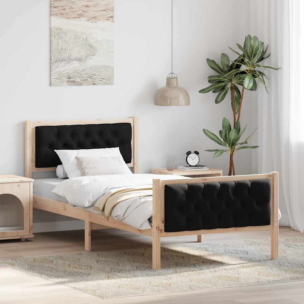 vidaXL Σκελετός Κρεβατιού Μαύρο 90 x 190 cm Στερεά ξυλεία πεύκου