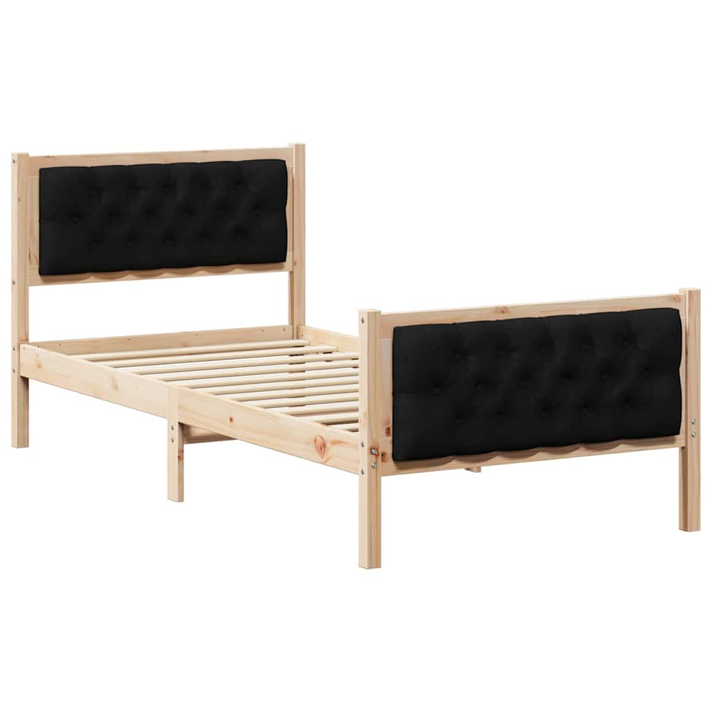vidaXL Σκελετός Κρεβατιού Μαύρο 90 x 190 cm Στερεά ξυλεία πεύκου