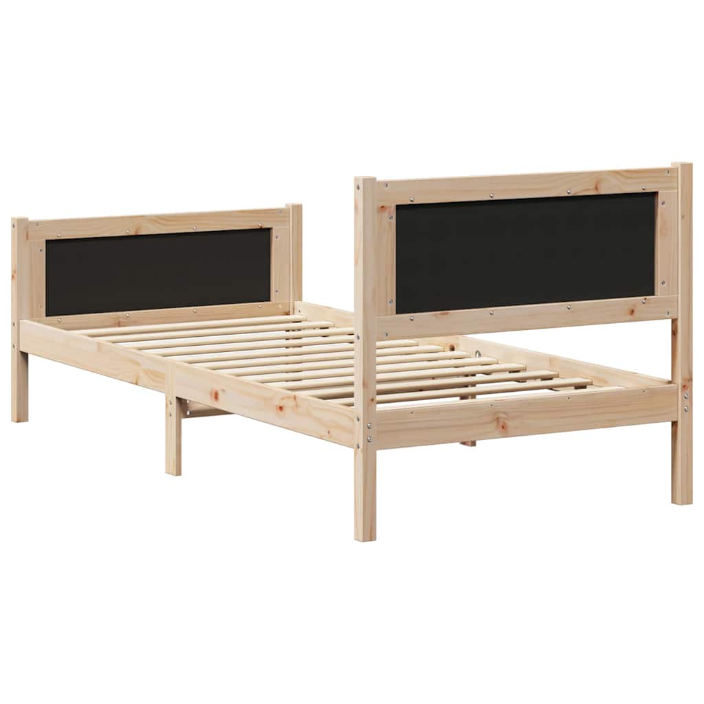 vidaXL Σκελετός Κρεβατιού Μαύρο 90 x 190 cm Στερεά ξυλεία πεύκου