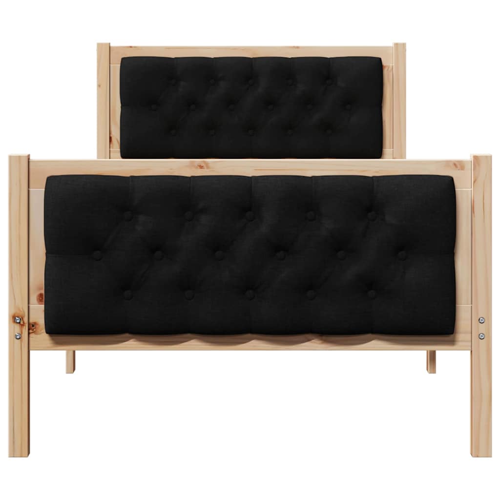 vidaXL Σκελετός Κρεβατιού Μαύρο 90 x 190 cm Στερεά ξυλεία πεύκου