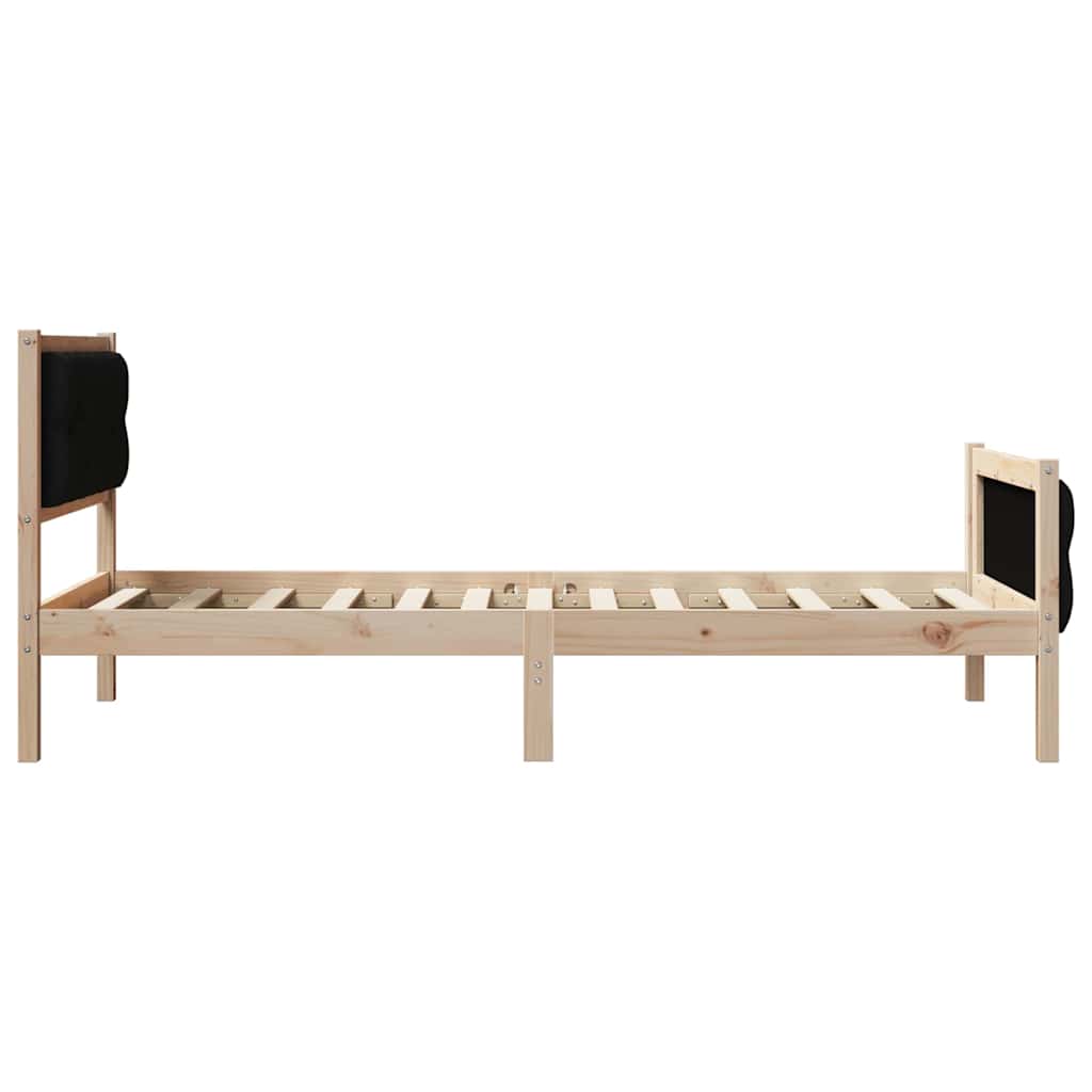 vidaXL Σκελετός Κρεβατιού Μαύρο 90 x 190 cm Στερεά ξυλεία πεύκου