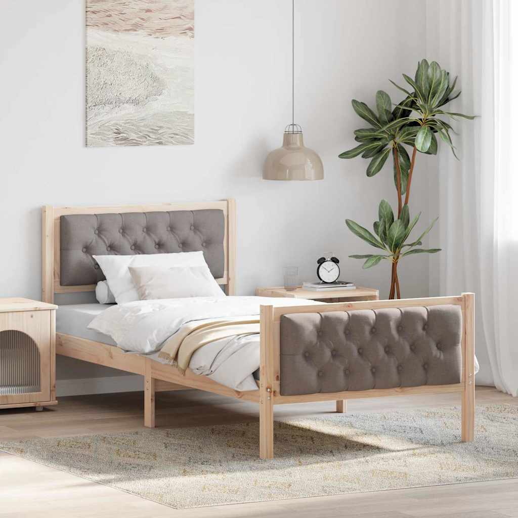 vidaXL Σκελετός Κρεβατιού Taupe 90 x 190 cm Στερεά ξυλεία πεύκου