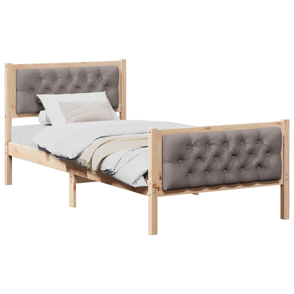 vidaXL Σκελετός Κρεβατιού Taupe 90 x 190 cm Στερεά ξυλεία πεύκου