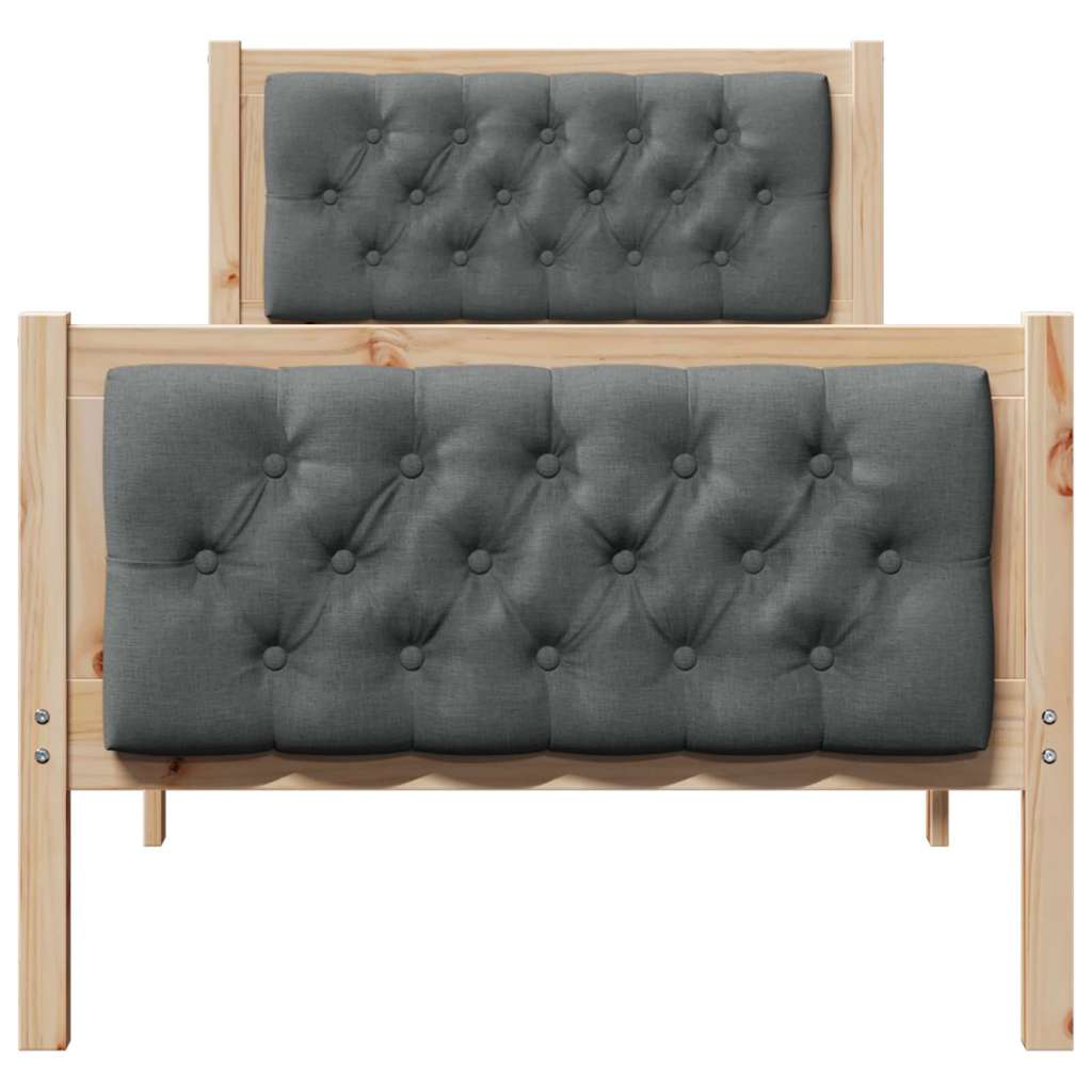 vidaXL Σκελετός Κρεβατιού Σκούρο Γκρι 75 x 190 cm Στερεά ξυλεία πεύκου
