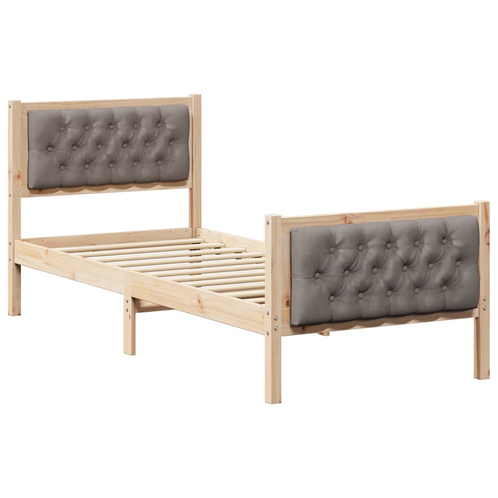 vidaXL Σκελετός Κρεβατιού Taupe 75 x 190 cm Στερεά ξυλεία πεύκου