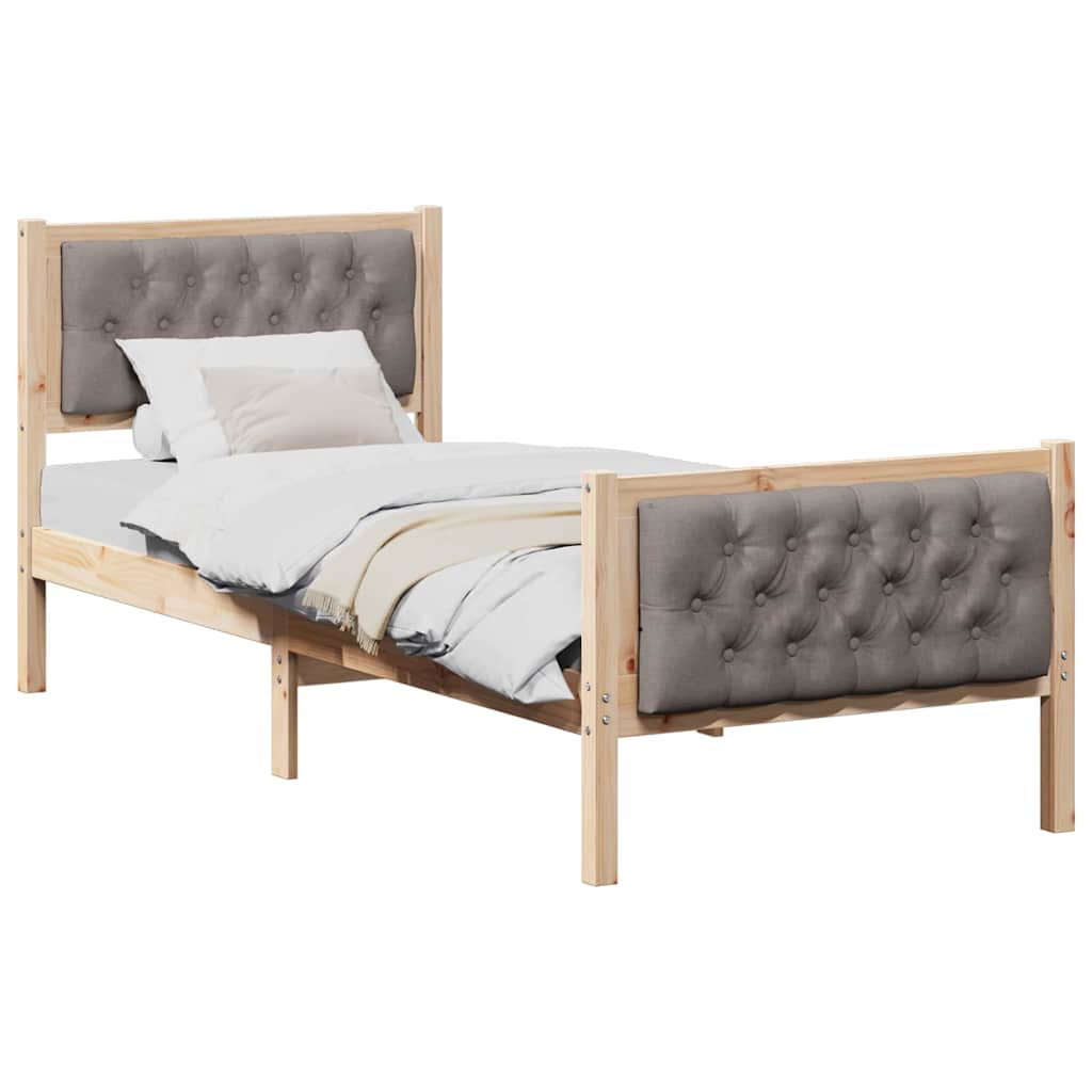 vidaXL Σκελετός Κρεβατιού Taupe 75 x 190 cm Στερεά ξυλεία πεύκου