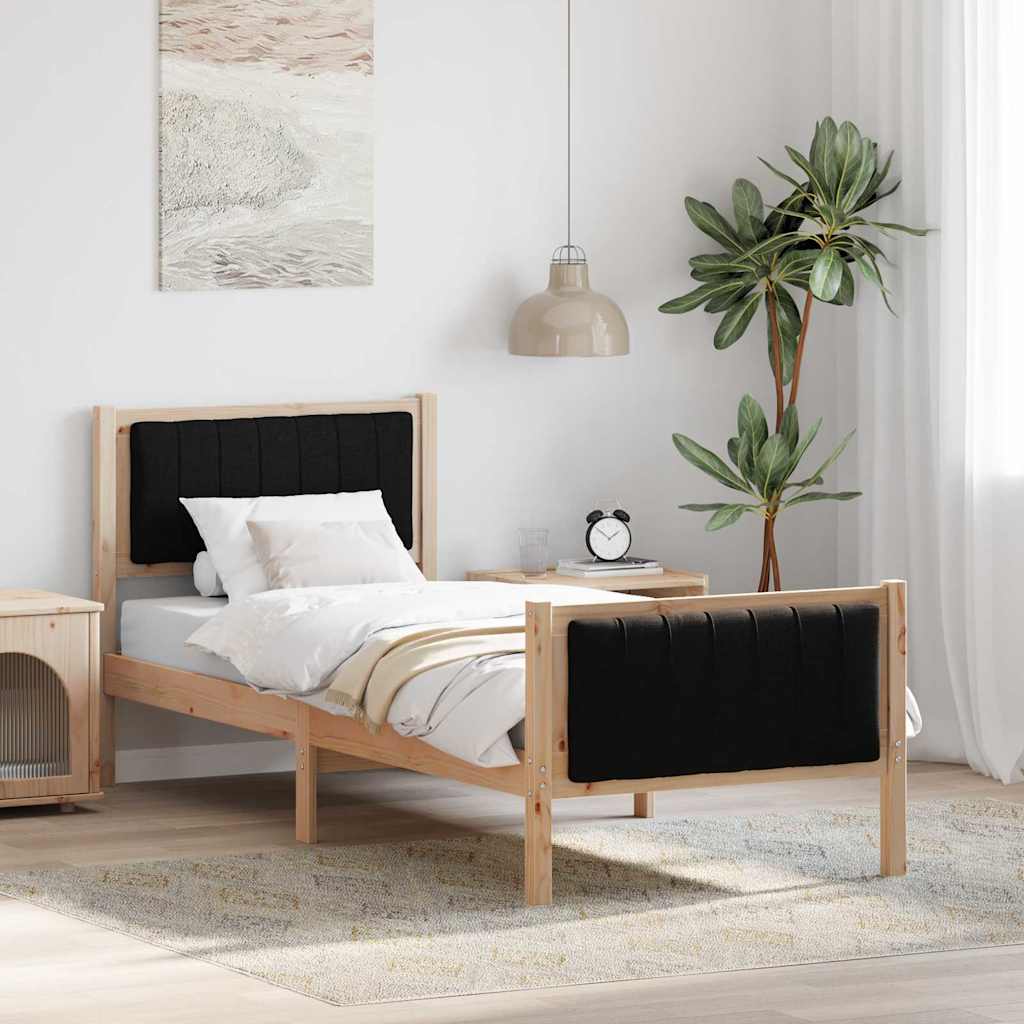 vidaXL Σκελετός Κρεβατιού Καφέ και μαύρο 80 x 200 cm Μασίφ ξύλο πεύκου