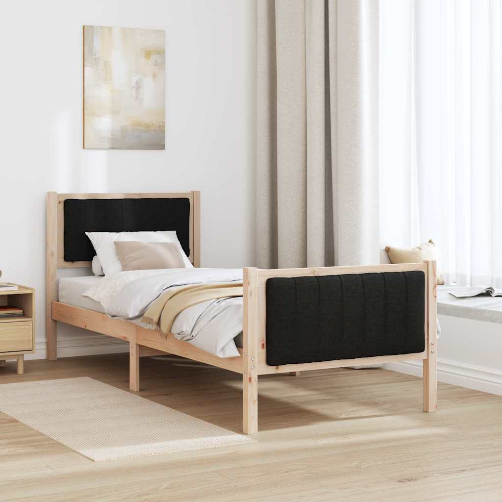 vidaXL Σκελετός Κρεβατιού Καφέ και μαύρο 80 x 200 cm Μασίφ ξύλο πεύκου