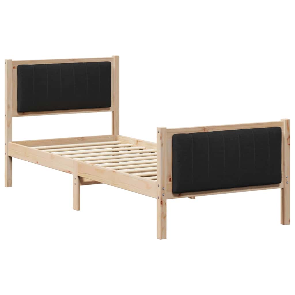 vidaXL Σκελετός Κρεβατιού Καφέ και μαύρο 80 x 200 cm Μασίφ ξύλο πεύκου