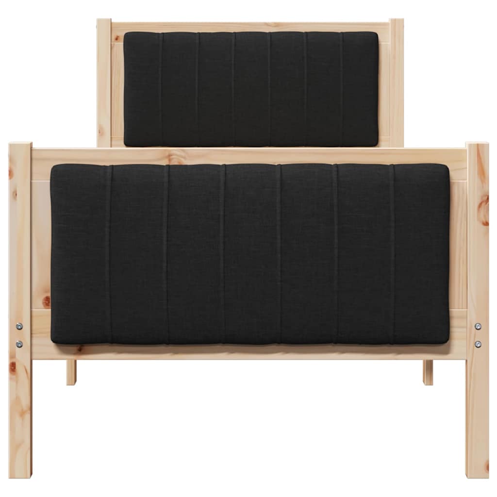 vidaXL Σκελετός Κρεβατιού Καφέ και μαύρο 80 x 200 cm Μασίφ ξύλο πεύκου
