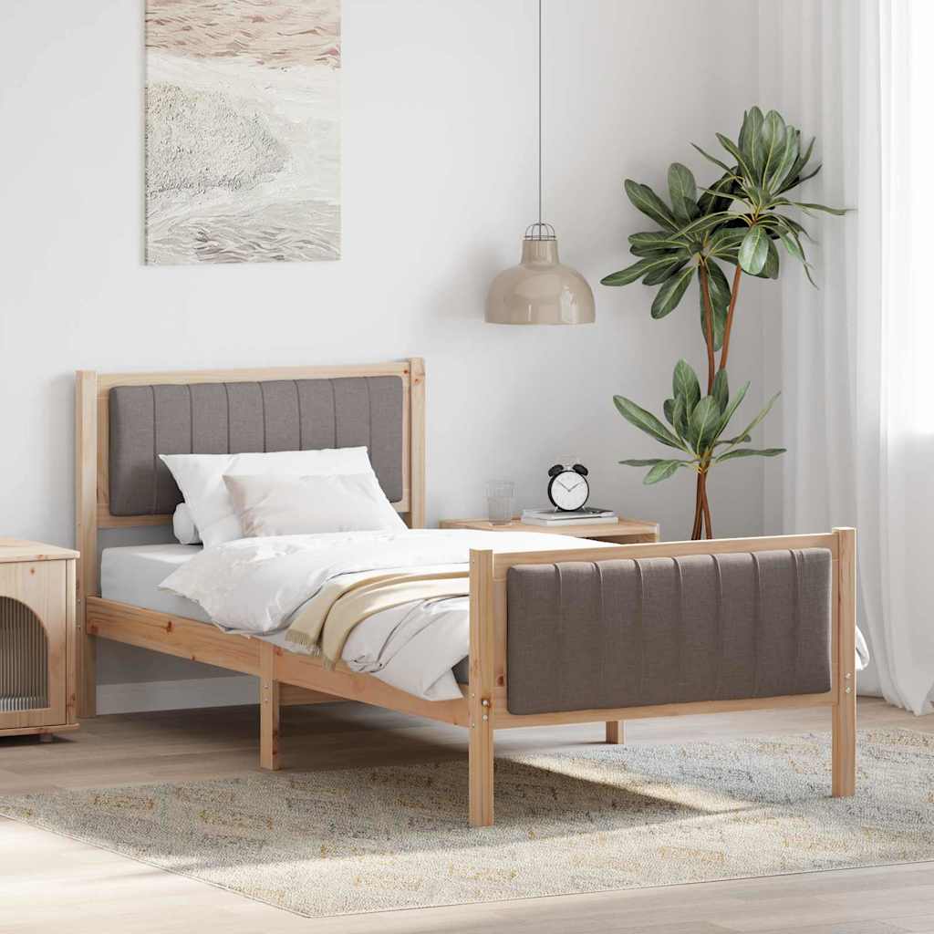 vidaXL Σκελετός Κρεβατιού Καφέ και ταμπά 90 x 190 cm Μασίφ ξύλο πεύκου