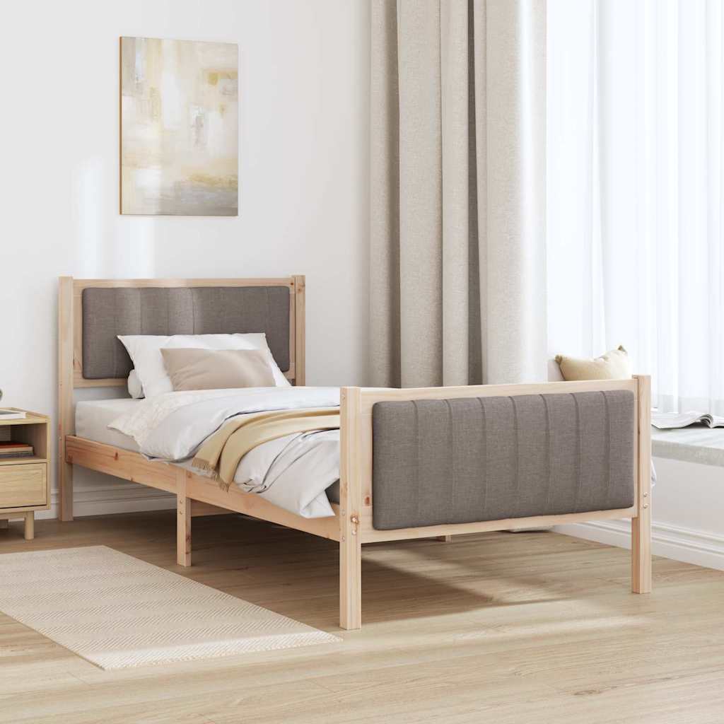 vidaXL Σκελετός Κρεβατιού Καφέ και ταμπά 90 x 190 cm Μασίφ ξύλο πεύκου
